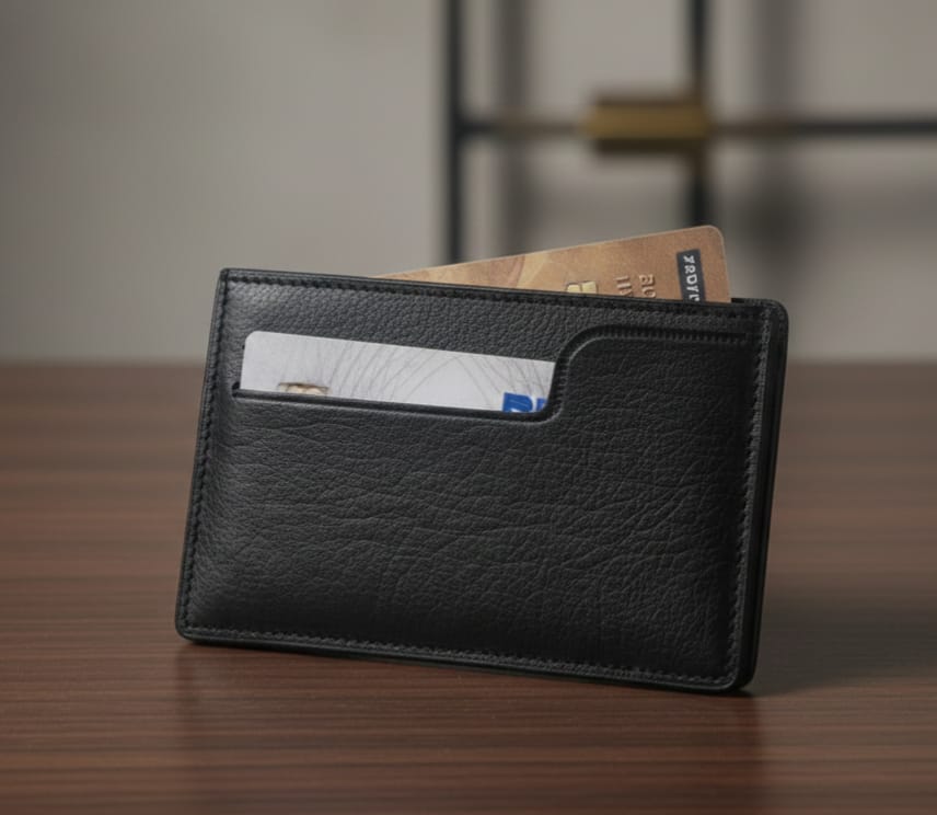 Men’s Slim Card Holder Wallet – PVC Leather CNIC Driving License Holder | Front Pocket Minimalist Card Case for Cash, ATM & ID Cards